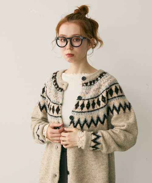 Crisp(クリスプ)の「ノルディックミックスニットカーディガン(カーディガン/ボレロ・レディース・グレー/アイボリー・FREE)」の15枚目の写真