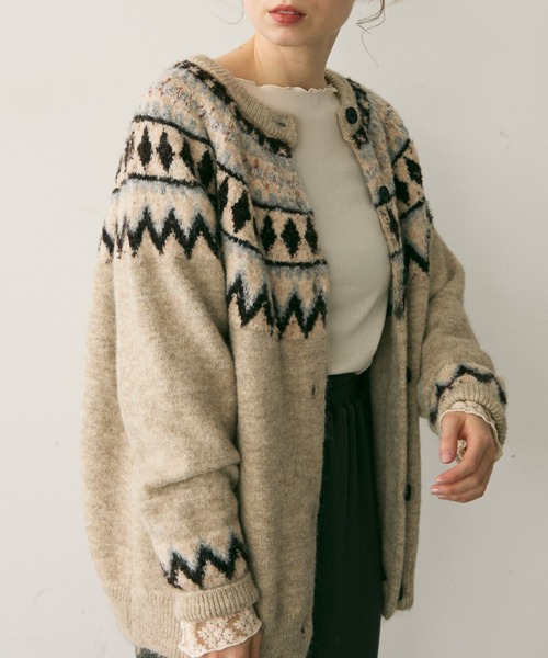 Crisp(クリスプ)の「ノルディックミックスニットカーディガン(カーディガン/ボレロ・レディース・グレー/アイボリー・FREE)」の17枚目の写真