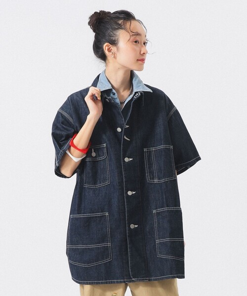 BEAMS BOY（ビームスボーイ）の「デニム カバーオール ショートスリーブ（カバーオール・レディース・ブルー/インディゴブルー・1/2）」の2枚目の写真