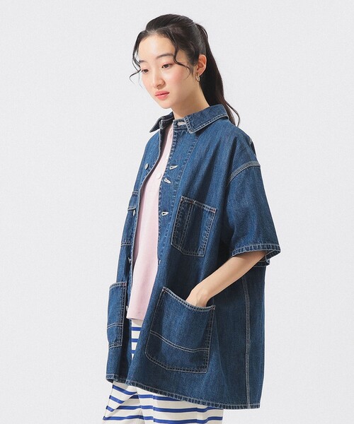 BEAMS BOY（ビームスボーイ）の「デニム カバーオール ショートスリーブ（カバーオール・レディース・ブルー/インディゴブルー・1/2）」の6枚目の写真