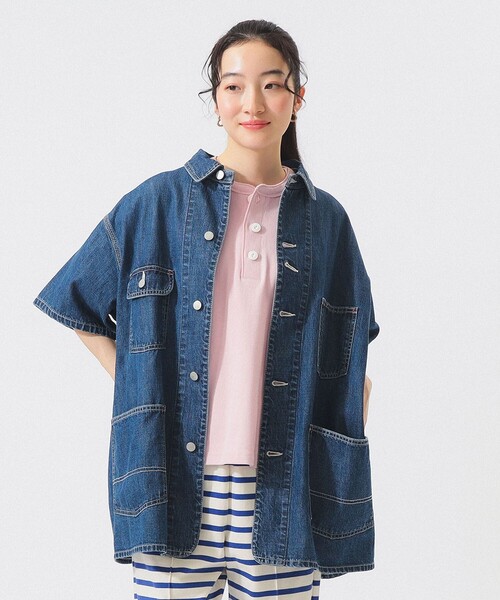 BEAMS BOY（ビームスボーイ）の「デニム カバーオール ショートスリーブ（カバーオール・レディース・ブルー/インディゴブルー・1/2）」の7枚目の写真