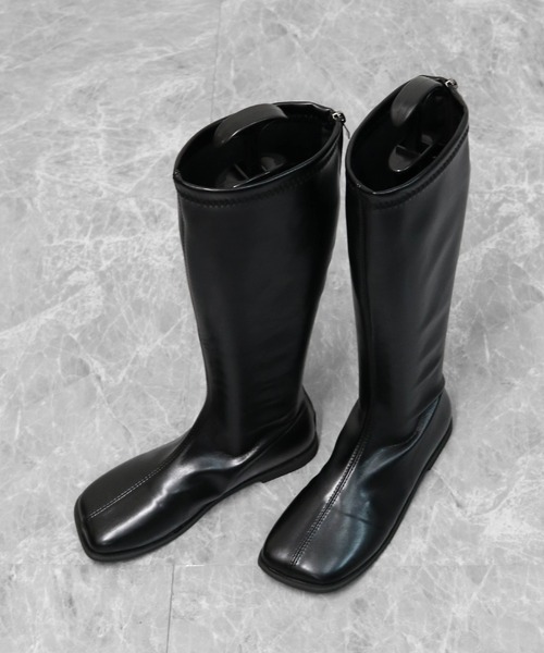 THE CELL.(ザセルドット)の「スクエアローヒールロングブーツ SQUARE LOW HEEL LONG BOOTS(ブーツ・レディース・ブラック/ブラウン・35/37/39)」の1枚目の写真