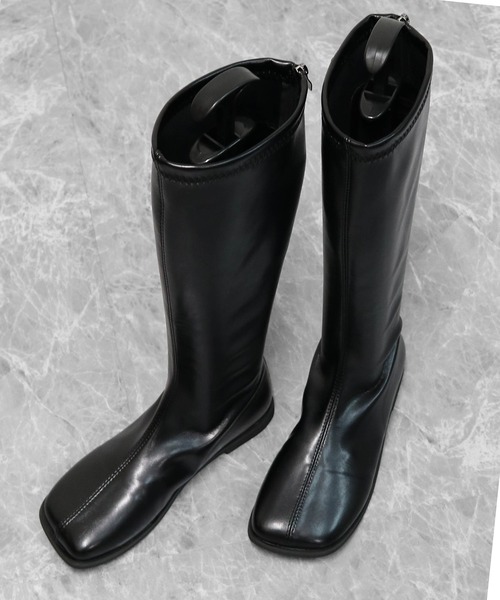 THE CELL.(ザセルドット)の「スクエアローヒールロングブーツ SQUARE LOW HEEL LONG BOOTS(ブーツ・レディース・ブラック/ブラウン・35/37/39)」の3枚目の写真