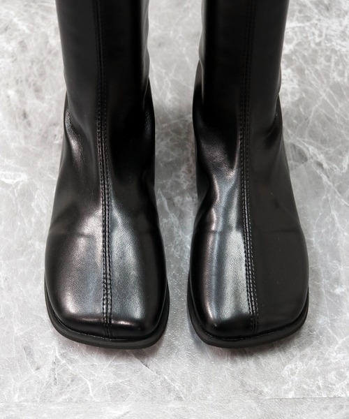 THE CELL.(ザセルドット)の「スクエアローヒールロングブーツ SQUARE LOW HEEL LONG BOOTS(ブーツ・レディース・ブラック/ブラウン・35/37/39)」の4枚目の写真