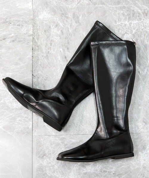 THE CELL.(ザセルドット)の「スクエアローヒールロングブーツ SQUARE LOW HEEL LONG BOOTS(ブーツ・レディース・ブラック/ブラウン・35/37/39)」の5枚目の写真