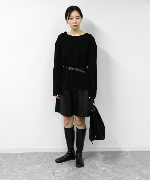 THE CELL.(ザセルドット)の「スクエアローヒールロングブーツ SQUARE LOW HEEL LONG BOOTS(ブーツ・レディース・ブラック/ブラウン・35/37/39)」の7枚目の写真