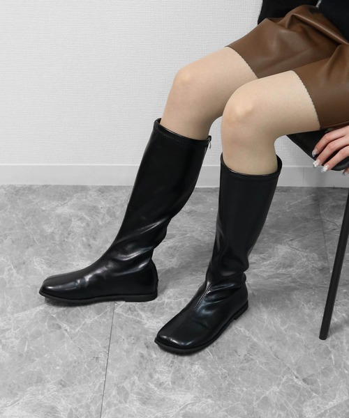 THE CELL.(ザセルドット)の「スクエアローヒールロングブーツ SQUARE LOW HEEL LONG BOOTS(ブーツ・レディース・ブラック/ブラウン・35/37/39)」の11枚目の写真