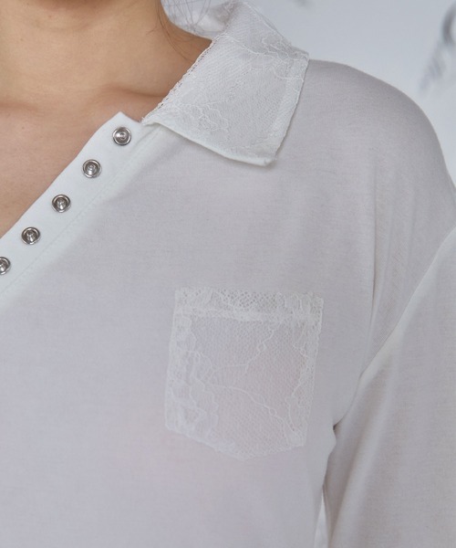 Heart Tattoo(ハートタトゥー)の「lingerie polo shirt / ランジェリーポロシャツ(ポロシャツ・レディース・ホワイト/ブラック・FREE)」の22枚目の写真