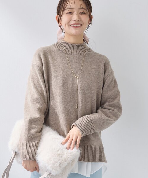 カシミヤ混】ミドルゲージ ハイネックニット（ニット/セーター