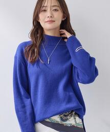 【カシミヤ混】ミドルゲージ ハイネックニット
