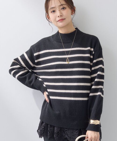 セール】【カシミヤ混】ミドルゲージ ハイネックニット（ニット