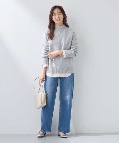 セール】【カシミヤ混】ミドルゲージ ハイネックニット（ニット