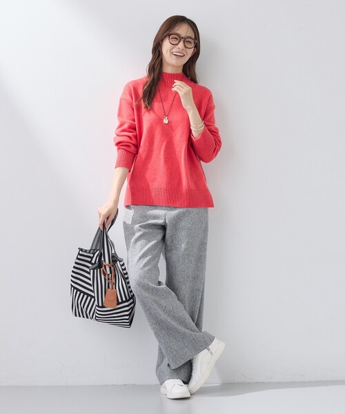 セール】【カシミヤ混】ミドルゲージ ハイネックニット（ニット