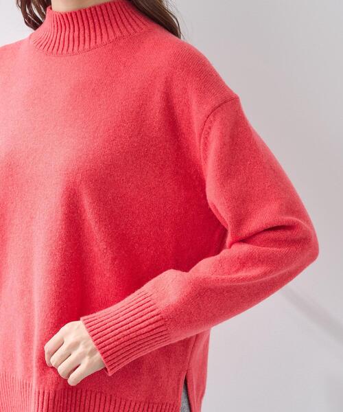 美品✨ ESTNATION カシミヤ混ハイネックニット 赤38 ショート丈 リブ 新色追加】ソフトカシミヤミックス ハイネックニット / ICB