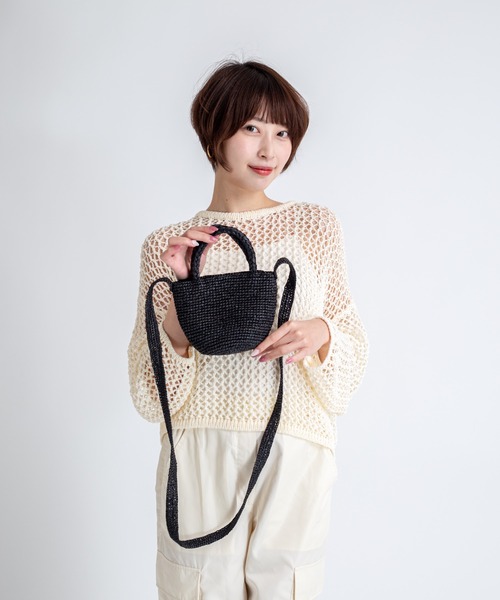Rivel(リヴェル)の「【LIMAIA/リマイア】ラフィア素材 かごバッグ 2WAY ショルダーバッグ トートバッグ(かごバッグ・レディース・オレンジ/イエロー/ブラック/ナチュラル・FREE)」の10枚目の写真