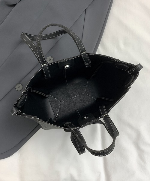 blackdia ocean(ブラックダイヤオーシャン)の「blackdia ocean バケツ型 PU シュリンクレザー トート(トートバッグ・レディース・ブラック/ダークブラウン/ベージュ/ブラウン・FREE)」の12枚目の写真