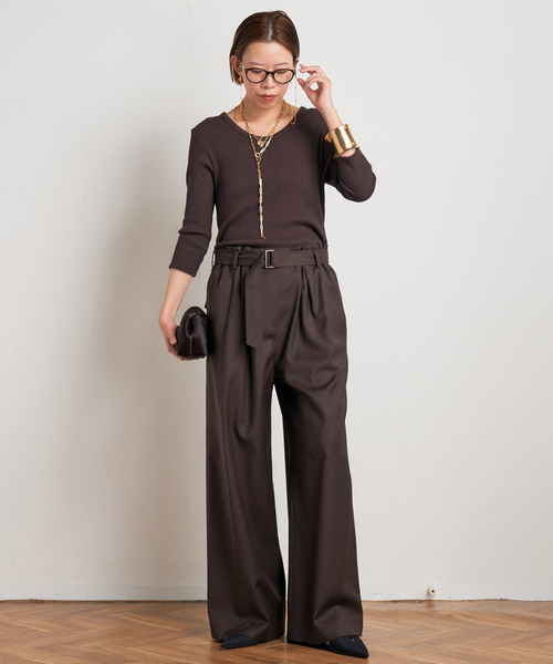 AP STUDIO(エーピーストゥディオ)の「【MINITZ/ミニッツ】別注 BELTED EASY PANTS(スラックス・レディース・ブラウン/ベージュ・38/36)」の17枚目の写真