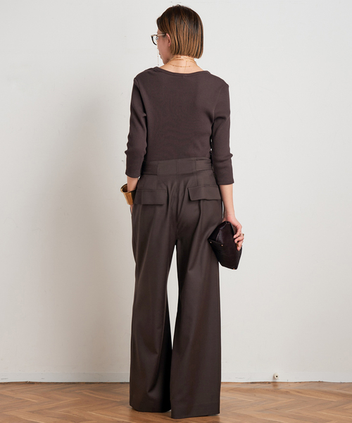 AP STUDIO(エーピーストゥディオ)の「【MINITZ/ミニッツ】別注 BELTED EASY PANTS(スラックス・レディース・ブラウン/ベージュ・38/36)」の13枚目の写真