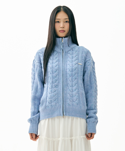 FDR(エフディーアール)の「Heavy Cable Zip-Up Knit Cardigan Purple(カーディガン/ボレロ・メンズ・その他・S/M/L)」の1枚目の写真