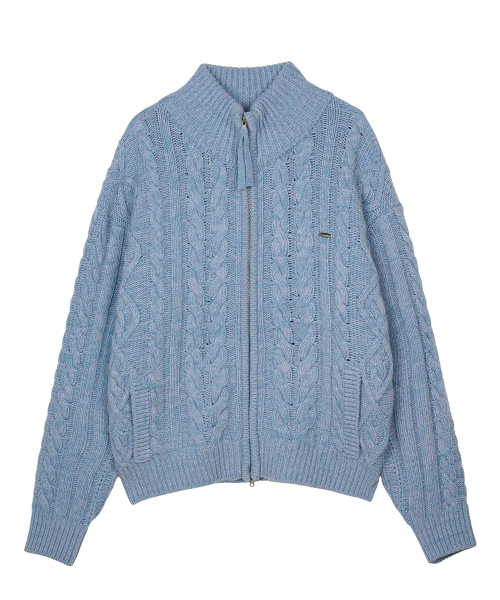FDR(エフディーアール)の「Heavy Cable Zip-Up Knit Cardigan Purple(カーディガン/ボレロ・メンズ・その他・S/M/L)」の2枚目の写真