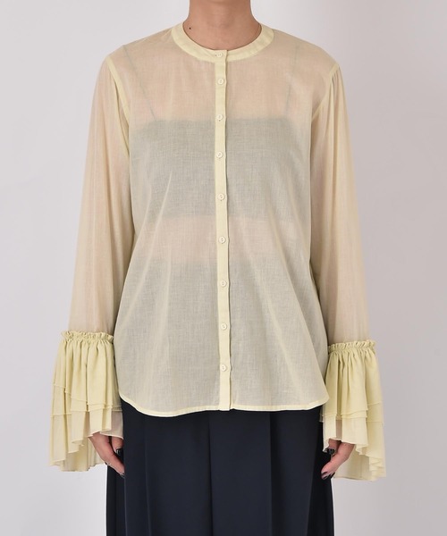 AKTE（アクテ）の「ボリュームティアードスリーブシャツ（シャツ/ブラウス・レディース・ライトブルー/クリーム・FREE）」の3枚目の写真