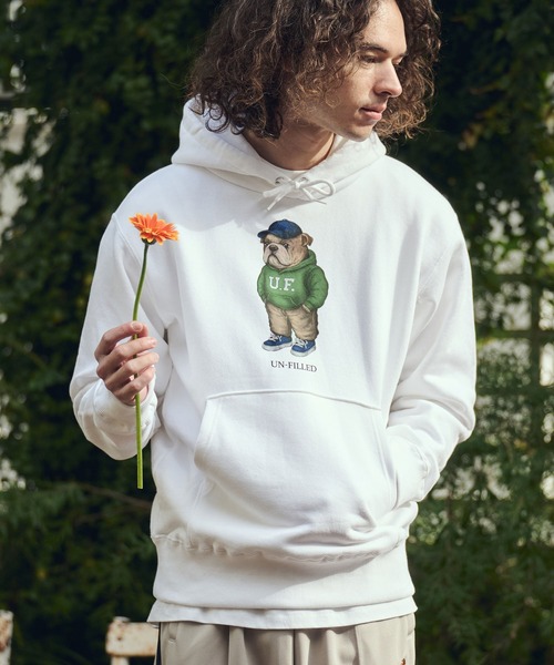 UN-FILLED(アンフィルド)の「mpa4034- UF DOG HOODIE パーカー(ブルドッグ)(SDUF-2606BD)(パーカー・メンズ・グレー/ホワイト・XL/L/M)」の7枚目の写真