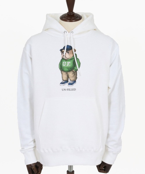 UN-FILLED(アンフィルド)の「mpa4034- UF DOG HOODIE パーカー(ブルドッグ)(SDUF-2606BD)(パーカー・メンズ・グレー/ホワイト・XL/L/M)」の11枚目の写真