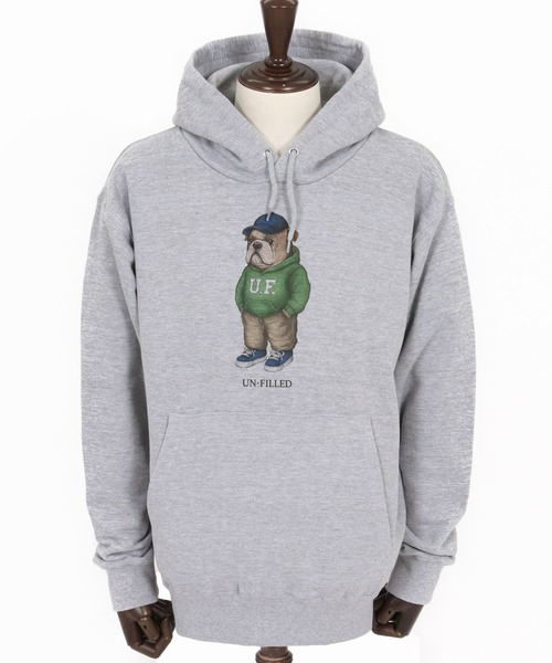 UN-FILLED(アンフィルド)の「mpa4034- UF DOG HOODIE パーカー(ブルドッグ)(SDUF-2606BD)(パーカー・メンズ・グレー/ホワイト・XL/L/M)」の14枚目の写真
