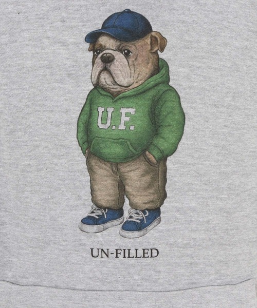 UN-FILLED(アンフィルド)の「mpa4034- UF DOG HOODIE パーカー(ブルドッグ)(SDUF-2606BD)(パーカー・メンズ・グレー/ホワイト・XL/L/M)」の20枚目の写真
