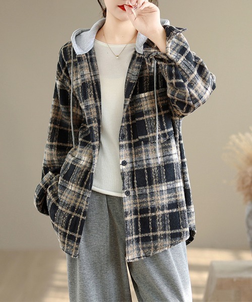 sunsea チェック レイヤード プルオーバー パーカー 3way カットソー sunsea チェック レイヤード プルオーバー パーカー 3way カットソー