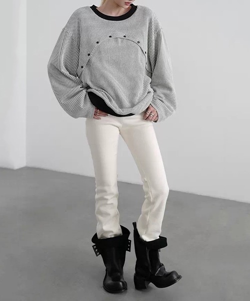 chuclla（チュクラ）の「【CHENTAITAI】リバーシブルヘム 2WAYフレアパンツ CTW26s003（その他パンツ・レディース・オフホワイト/ブラック・S/M/L）」の14枚目の写真