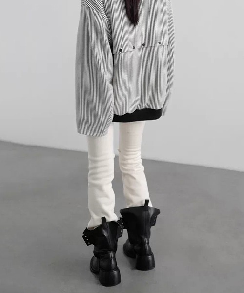 chuclla（チュクラ）の「【CHENTAITAI】リバーシブルヘム 2WAYフレアパンツ CTW26s003（その他パンツ・レディース・オフホワイト/ブラック・S/M/L）」の16枚目の写真