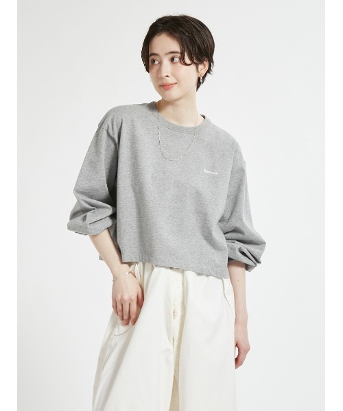 Barbour(バブアー)の「ワンポイント ロゴ パフスリーブTシャツ"JAPAN EXCLUSIVE"(レディース)(Tシャツ/カットソー・レディース・オフホワイト/グレー/チャコールグレー/ミント・FREE)」の4枚目の写真