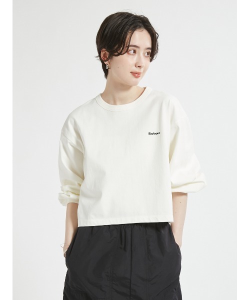 Barbour(バブアー)の「ワンポイント ロゴ パフスリーブTシャツ"JAPAN EXCLUSIVE"(レディース)(Tシャツ/カットソー・レディース・オフホワイト/グレー/チャコールグレー/ミント・FREE)」の2枚目の写真
