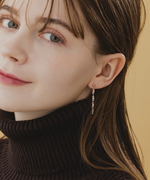 LA MUe（ラミュー）の「【LA MUe】日本製 モカムース チェーン ロングピアス（ピアス（両耳用）・レディース・ブラウン系その他2/ブラウン系その他/ブラウン・FREE）」の5枚目の写真