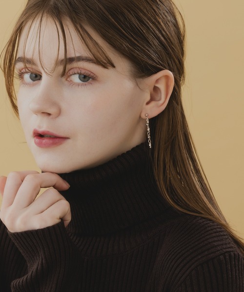 LA MUe（ラミュー）の「【LA MUe】日本製 モカムース チェーン ロングピアス（ピアス（両耳用）・レディース・ブラウン系その他2/ブラウン系その他/ブラウン・FREE）」の9枚目の写真