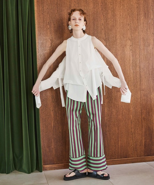 シャツ+ブラウス(長袖+七分) ommo 2WAY TUCK LAYERED SHIRT 2WAY TUCK LAYERED SHIRT（シャツ/ブラウス）｜OMMO（オーエムエムオー