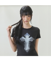 EL ROSETTE SHIRRING TEE(GRAY)（Tシャツ/カットソー）｜LUVISTRUE