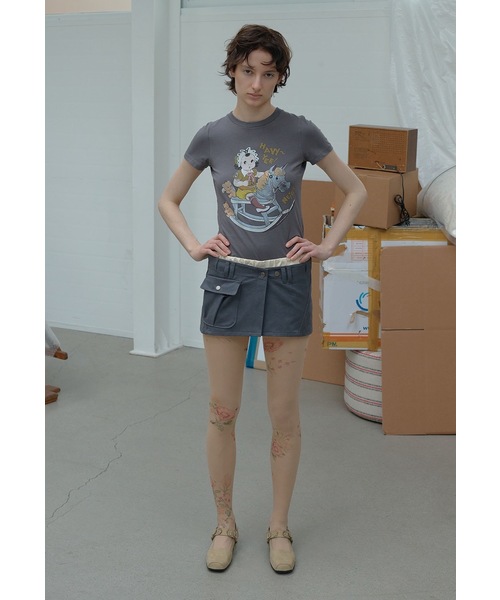 OPEN Yy（オープンワイワイ）の「【OPEN YY / オープンワイワイ】Knitted ROCKING BABY TEE（Tシャツ/カットソー・レディース・ベージュ/ブラック・MEDIUM/SMALL）」の3枚目の写真