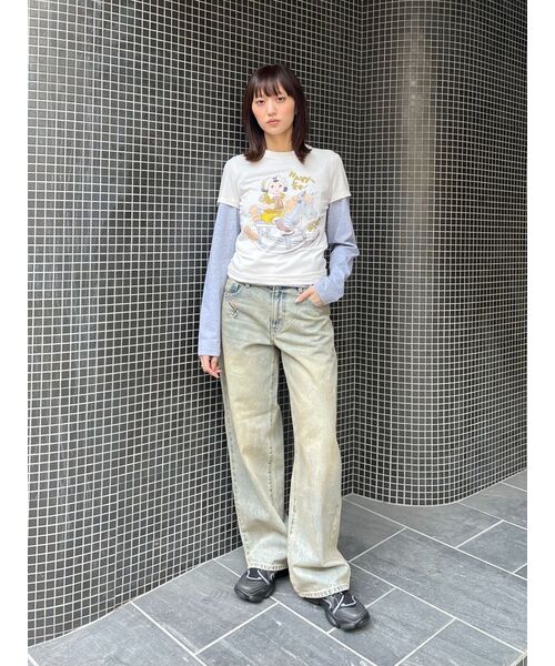 OPEN Yy（オープンワイワイ）の「【OPEN YY / オープンワイワイ】Knitted ROCKING BABY TEE（Tシャツ/カットソー・レディース・ベージュ/ブラック・MEDIUM/SMALL）」の7枚目の写真