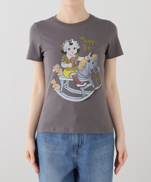 OPEN Yy（オープンワイワイ）の「【OPEN YY / オープンワイワイ】Knitted ROCKING BABY TEE（Tシャツ/カットソー・レディース・ベージュ/ブラック・MEDIUM/SMALL）」の16枚目の写真