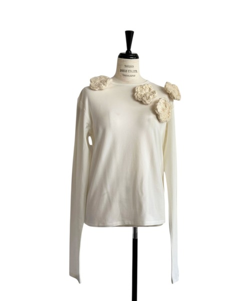 HONEY MI HONEY（ハニーミーハニー）の「flower long t-shirt（Tシャツ/カットソー・レディース・サックスブルー/ブラック/ホワイト/グレー・FREE）」の21枚目の写真