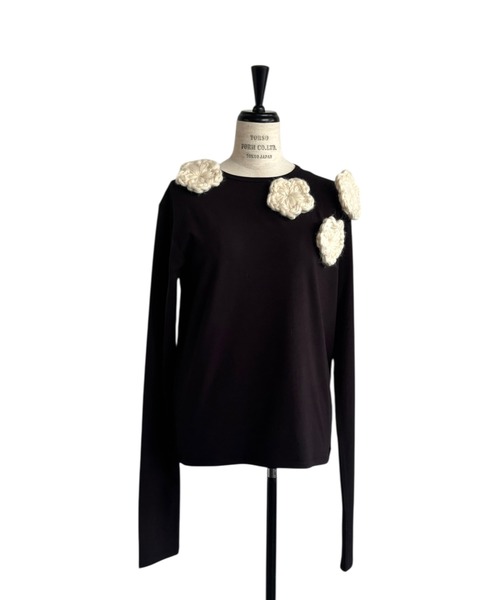 HONEY MI HONEY（ハニーミーハニー）の「flower long t-shirt（Tシャツ/カットソー・レディース・サックスブルー/ブラック/ホワイト/グレー・FREE）」の13枚目の写真