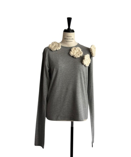 HONEY MI HONEY（ハニーミーハニー）の「flower long t-shirt（Tシャツ/カットソー・レディース・サックスブルー/ブラック/ホワイト/グレー・FREE）」の14枚目の写真