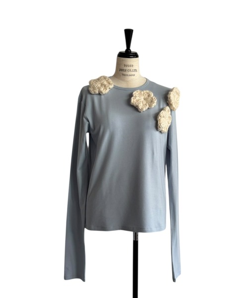 HONEY MI HONEY（ハニーミーハニー）の「flower long t-shirt（Tシャツ/カットソー・レディース・サックスブルー/ブラック/ホワイト/グレー・FREE）」の15枚目の写真