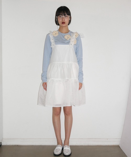 HONEY MI HONEY（ハニーミーハニー）の「flower long t-shirt（Tシャツ/カットソー・レディース・サックスブルー/ブラック/ホワイト/グレー・FREE）」の9枚目の写真
