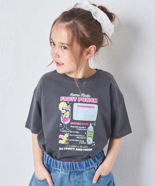 pairmanon(ペアマノン)の「【綿100%】ガールズ スイーツレシピ プリントTシャツ(Tシャツ/カットソー・キッズ・ピンク/チャコールグレー/ホワイト/ライトベージュ・150/90/100/110/120/130/140)」の2枚目の写真