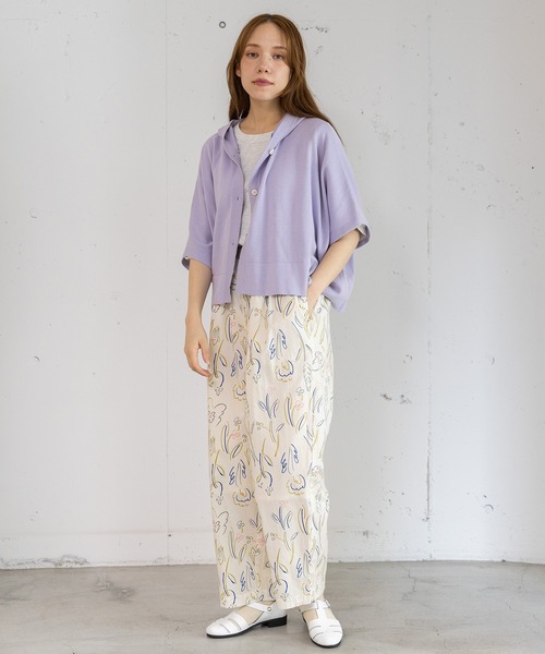 POU DOU DOU(プードゥドゥ)の「フーディニットポンチョ(カーディガン/ボレロ・レディース・グレー/グリーン/ラベンダー・3)」の9枚目の写真