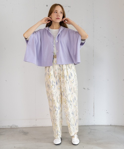 POU DOU DOU(プードゥドゥ)の「フーディニットポンチョ(カーディガン/ボレロ・レディース・グレー/グリーン/ラベンダー・3)」の10枚目の写真