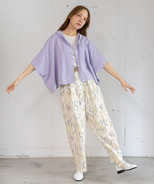 POU DOU DOU(プードゥドゥ)の「フーディニットポンチョ(カーディガン/ボレロ・レディース・グレー/グリーン/ラベンダー・3)」の12枚目の写真